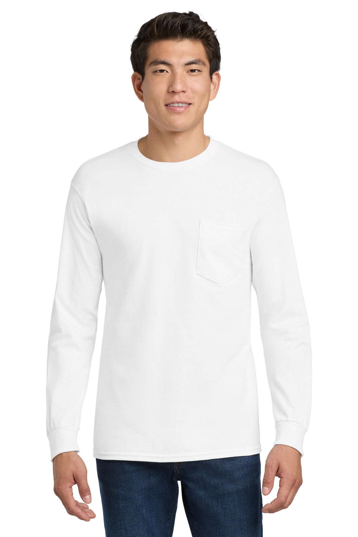 Gildan ®  - Ultra Cotton ®  100% US Cotton Long Sleeve T-Shirt with Pocket.  2410