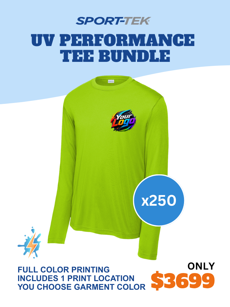 Bundle: 250 Long Sleeve UV Performance Tees