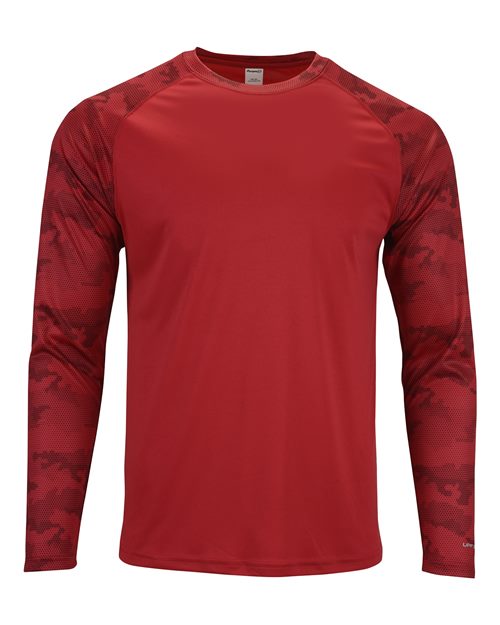 Unisex Cayman Performance Camo Colorblocked Long Sleeve T-Shirt
